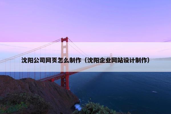 沈阳公司网页怎么制作（沈阳企业网站设计制作）