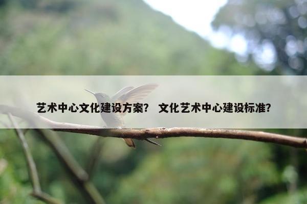 艺术中心文化建设方案？ 文化艺术中心建设标准？