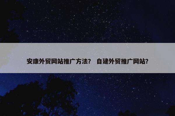 安康外贸网站推广方法？ 自建外贸推广网站？