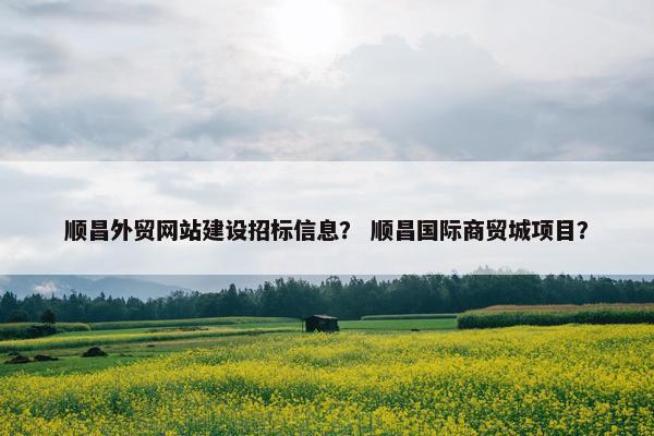 顺昌外贸网站建设招标信息？ 顺昌国际商贸城项目？