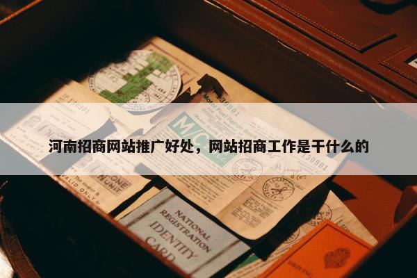 河南招商网站推广好处，网站招商工作是干什么的