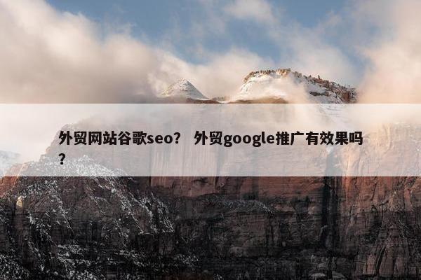 外贸网站谷歌seo？ 外贸google推广有效果吗？