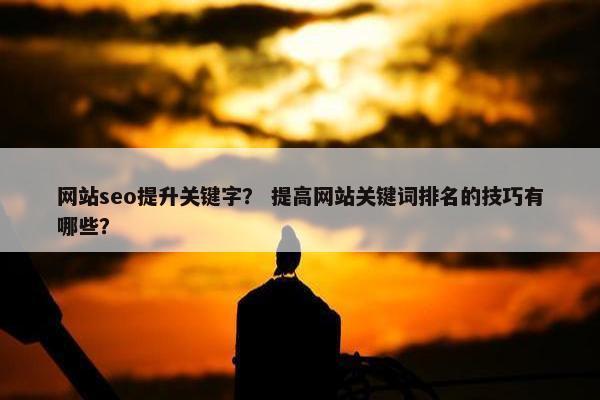 网站seo提升关键字？ 提高网站关键词排名的技巧有哪些？