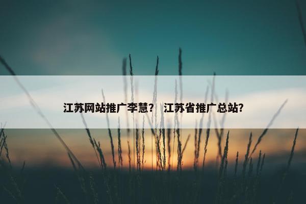 江苏网站推广李慧？ 江苏省推广总站？