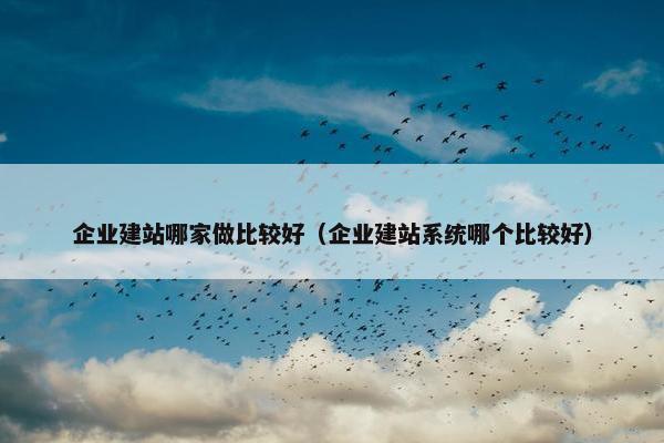 企业建站哪家做比较好（企业建站系统哪个比较好）