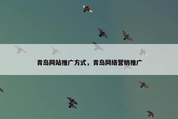 青岛网站推广方式，青岛网络营销推广