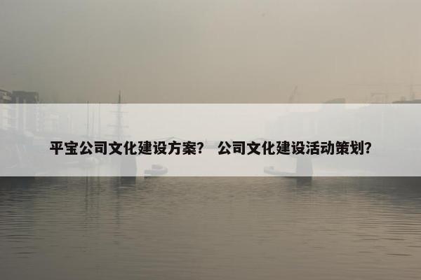 平宝公司文化建设方案？ 公司文化建设活动策划？