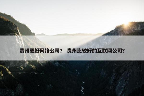 贵州更好网络公司？ 贵州比较好的互联网公司？