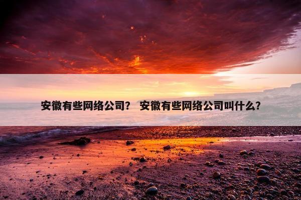 安徽有些网络公司？ 安徽有些网络公司叫什么？