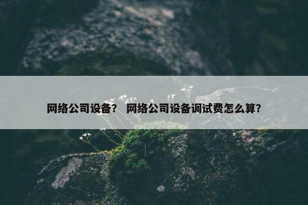 网络公司设备？ 网络公司设备调试费怎么算？