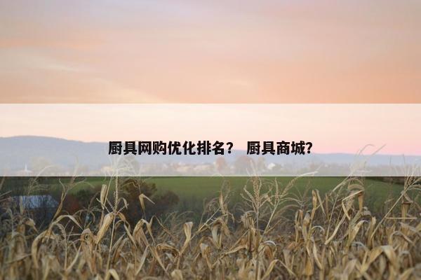 厨具网购优化排名？ 厨具商城？