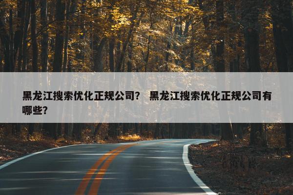 黑龙江搜索优化正规公司？ 黑龙江搜索优化正规公司有哪些？