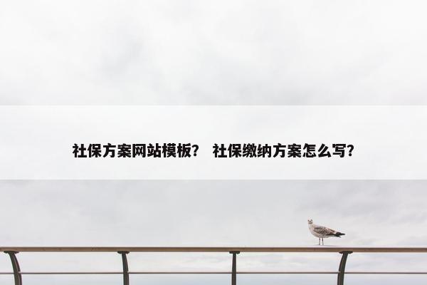 社保方案网站模板？ 社保缴纳方案怎么写？