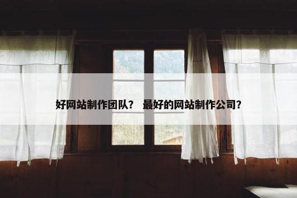 好网站制作团队？ 最好的网站制作公司？