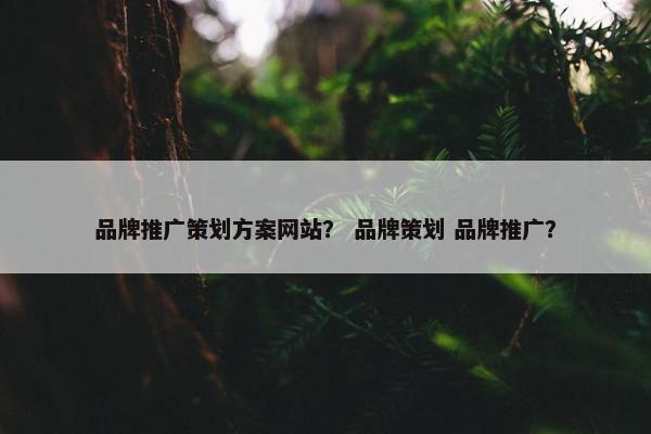 品牌推广策划方案网站？ 品牌策划 品牌推广？