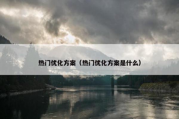 热门优化方案（热门优化方案是什么）