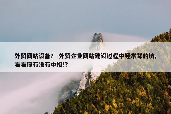 外贸网站设备？ 外贸企业网站建设过程中经常踩的坑,看看你有没有中招!？
