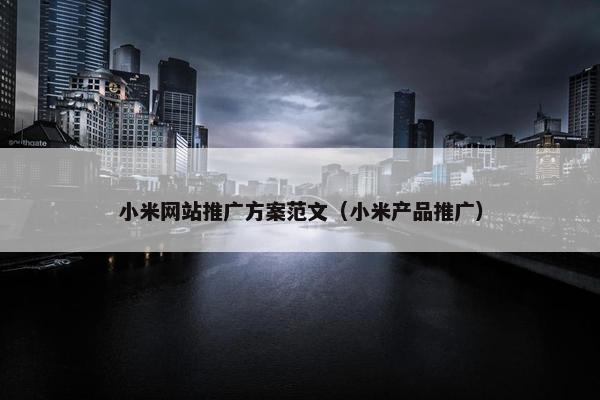 小米网站推广方案范文（小米产品推广）