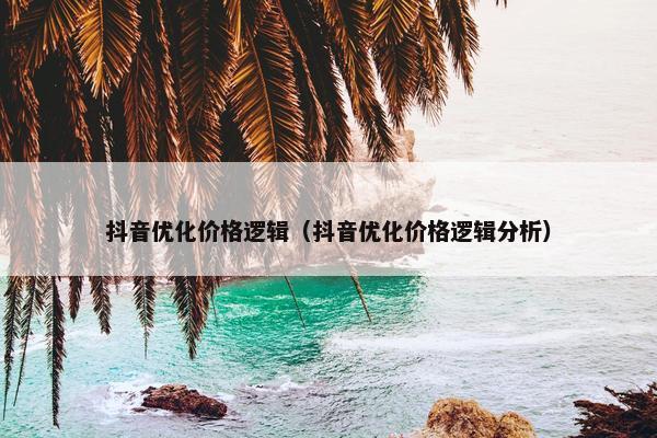 抖音优化价格逻辑（抖音优化价格逻辑分析）