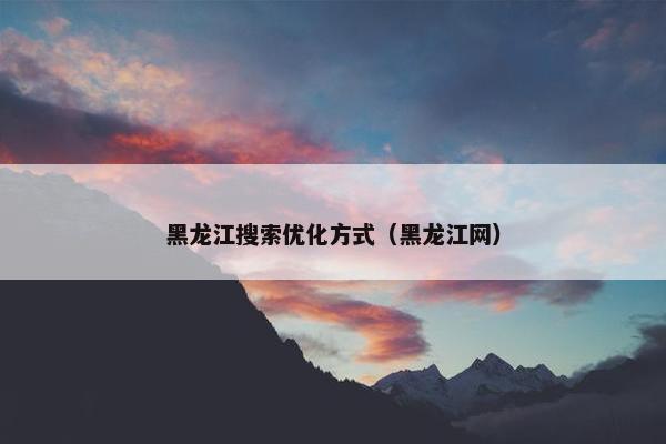 黑龙江搜索优化方式（黑龙江网）