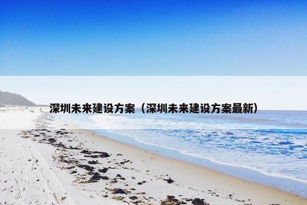 深圳未来建设方案（深圳未来建设方案最新）