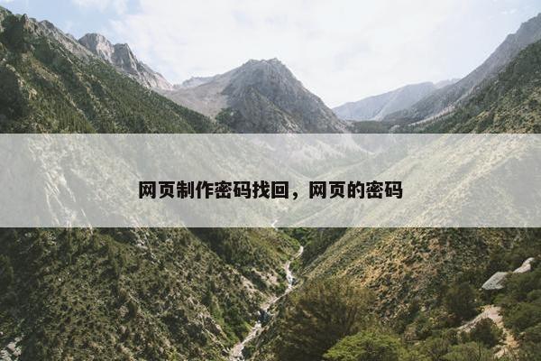 网页制作密码找回，网页的密码