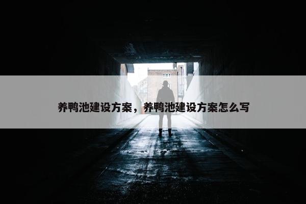 养鸭池建设方案，养鸭池建设方案怎么写