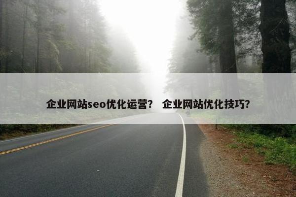 企业网站seo优化运营？ 企业网站优化技巧？