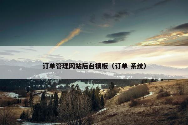 订单管理网站后台模板（订单 系统）