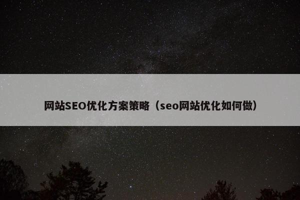 网站SEO优化方案策略（seo网站优化如何做）