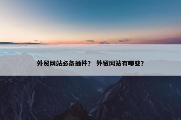 外贸网站必备插件？ 外贸网站有哪些？