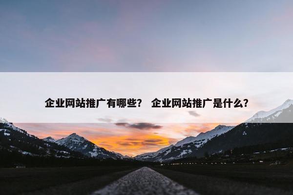 企业网站推广有哪些？ 企业网站推广是什么？