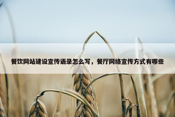 餐饮网站建设宣传语录怎么写，餐厅网络宣传方式有哪些