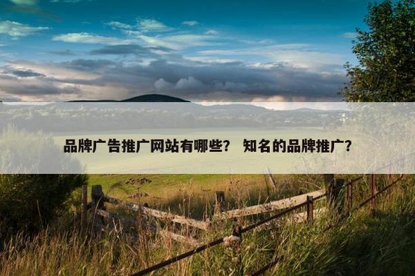 品牌广告推广网站有哪些？ 知名的品牌推广？