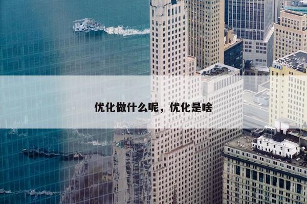 优化做什么呢，优化是啥