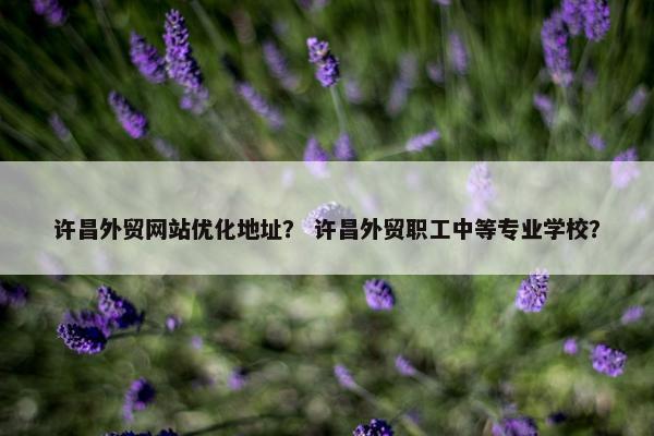 许昌外贸网站优化地址？ 许昌外贸职工中等专业学校？