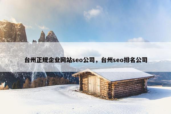 台州正规企业网站seo公司，台州seo排名公司