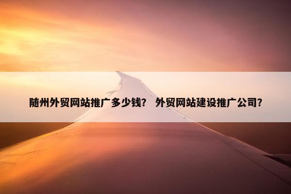 随州外贸网站推广多少钱？ 外贸网站建设推广公司？