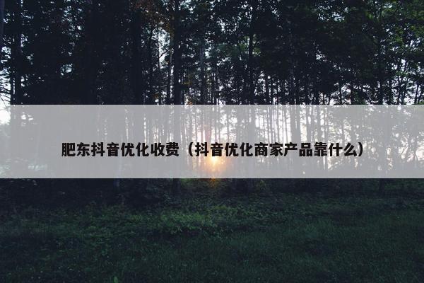 肥东抖音优化收费（抖音优化商家产品靠什么）