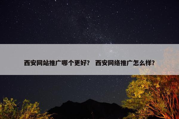 西安网站推广哪个更好？ 西安网络推广怎么样？