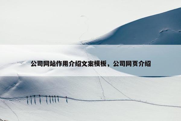 公司网站作用介绍文案模板，公司网页介绍