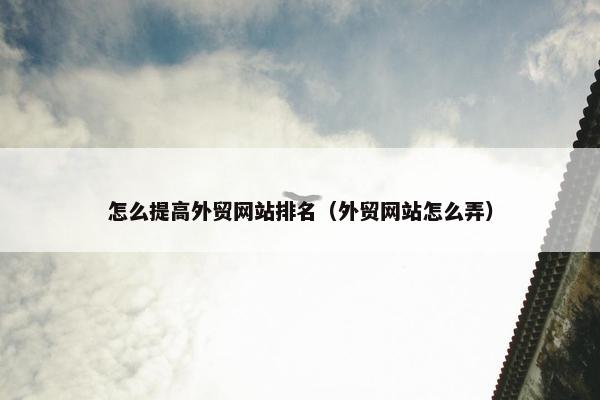 怎么提高外贸网站排名（外贸网站怎么弄）