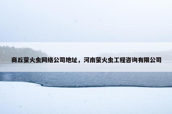 商丘萤火虫网络公司地址，河南萤火虫工程咨询有限公司