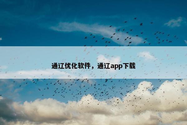 通辽优化软件，通辽app下载