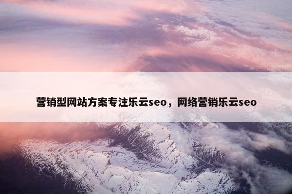 营销型网站方案专注乐云seo，网络营销乐云seo