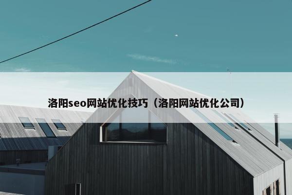 洛阳seo网站优化技巧（洛阳网站优化公司）