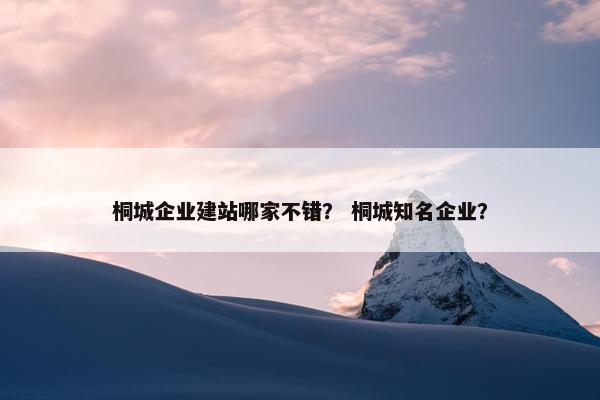 桐城企业建站哪家不错？ 桐城知名企业？