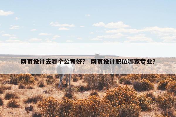 网页设计去哪个公司好？ 网页设计职位哪家专业？