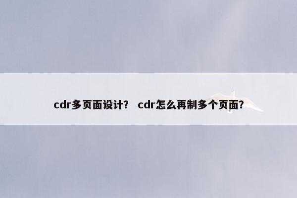 cdr多页面设计？ cdr怎么再制多个页面？