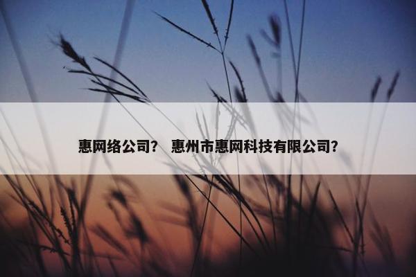 惠网络公司？ 惠州市惠网科技有限公司？